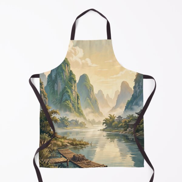 Item preview, Guilin China Vintage Travel Art – Li River, Karst Mountains & Bamboo Raft designed and sold by Bomax121.