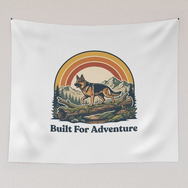 Item preview, Retro German Shepherd Hiking designed and sold by SHOP-Corner.
