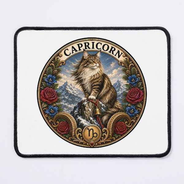 Item preview, Capricorn Cat Celestial Zodiac Mountain Goat designed and sold by Old's Cool Cat Studio.