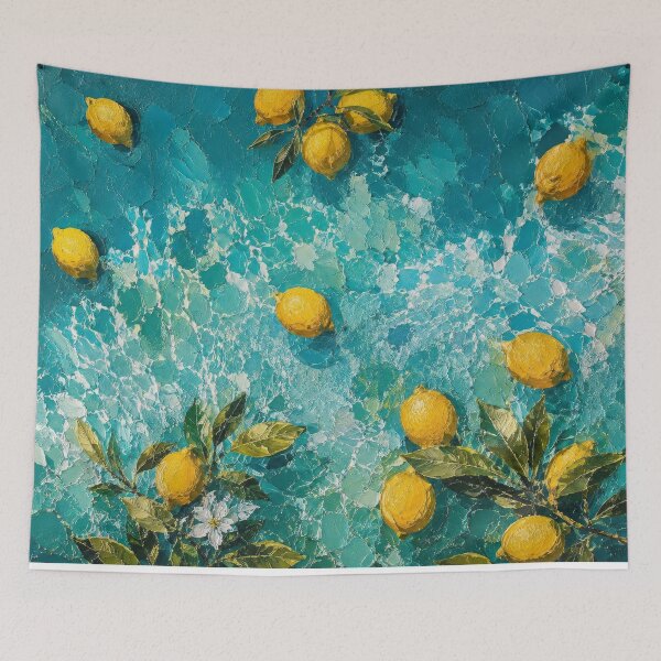 Item preview, Lemons & Turquoise – Mediterranean Summer Art designed and sold by H-Tsvetkova.