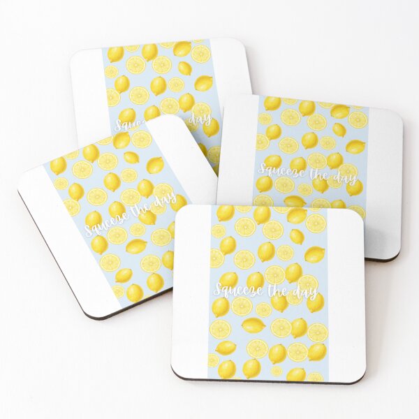 Item preview, Squeeze The Day White Lettering Pastel Blue Lemon Pattern designed and sold by Nature Moments.