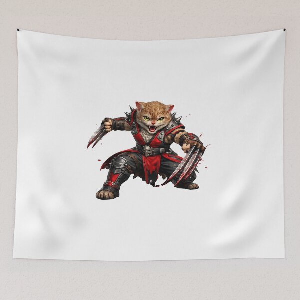 Item preview, Barbarian Cat Warrior – Fierce Fighting Cat with Claws designed and sold by TOOBIC.