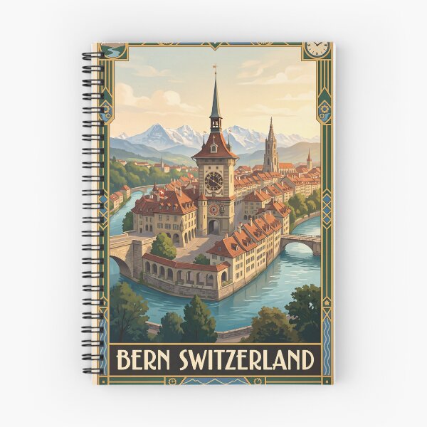 Item preview, Bern Switzerland Vintage Travel Art – Zytglogge, Aare River & Historic Old Town designed and sold by Bomax121.