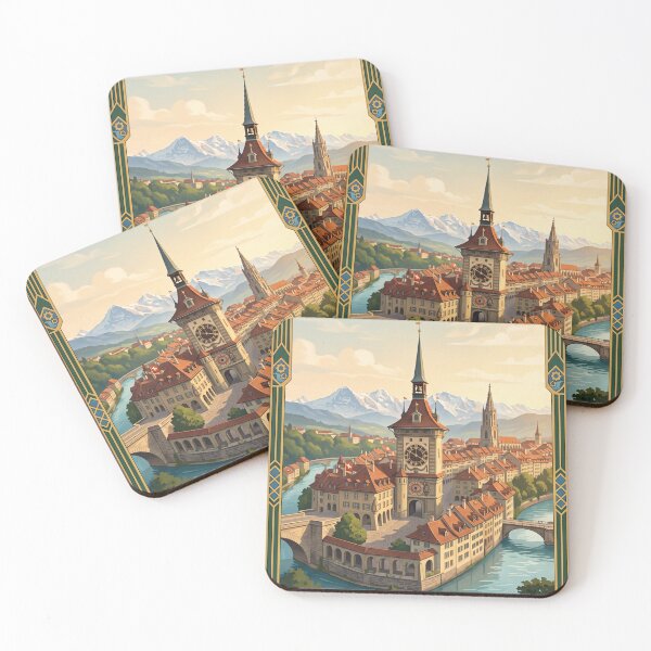 Item preview, Bern Switzerland Vintage Travel Art – Zytglogge, Aare River & Historic Old Town designed and sold by Bomax121.