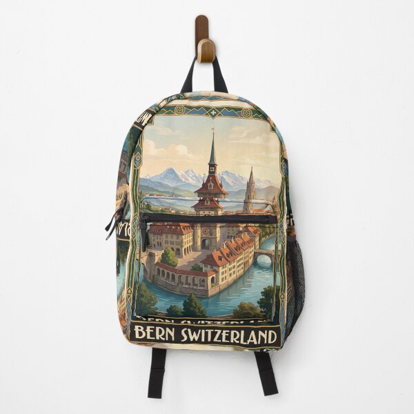 Item preview, Bern Switzerland Vintage Travel Art – Zytglogge, Aare River & Historic Old Town designed and sold by Bomax121.