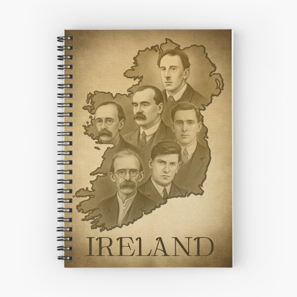 Item preview, Ireland Map Portrait Collage – Irish Revolutionary Leaders Pencil Art Print designed and sold by ConorKeeganArt.