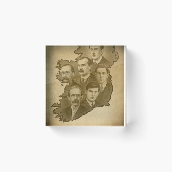 Item preview, Ireland Map Portrait Collage – Irish Revolutionary Leaders Pencil Art Print designed and sold by ConorKeeganArt.