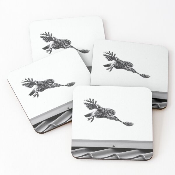 Item preview, Owl in Flight Black and White Wildlife Action designed and sold by ElinaArtPhoto.