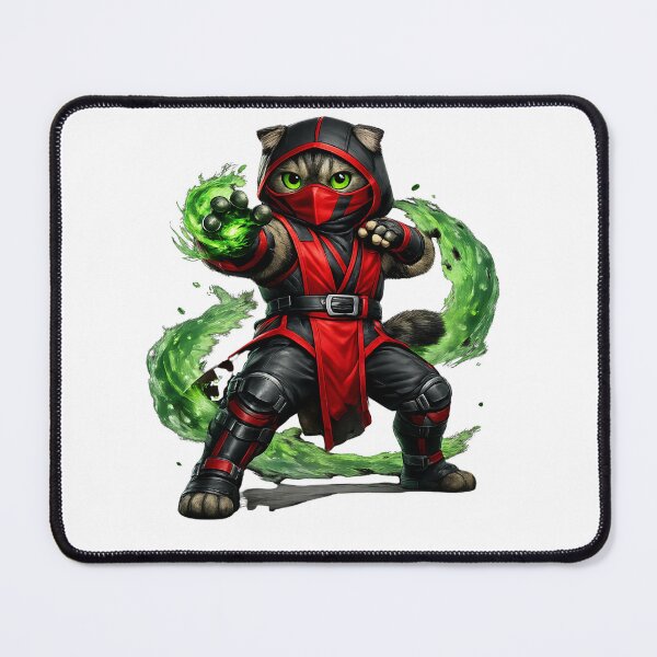 Item preview, Green Ninja Cat Warrior – Elemental Shadow Cat designed and sold by TOOBIC.