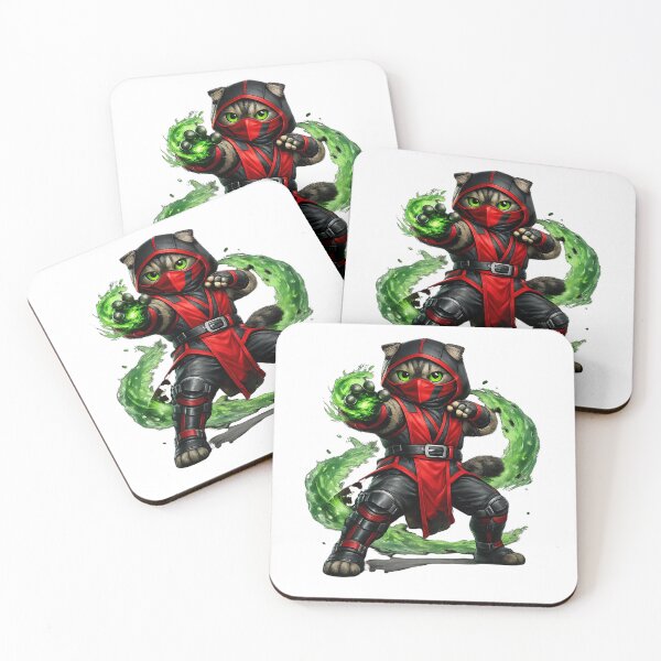 Item preview, Green Ninja Cat Warrior – Elemental Shadow Cat designed and sold by TOOBIC.