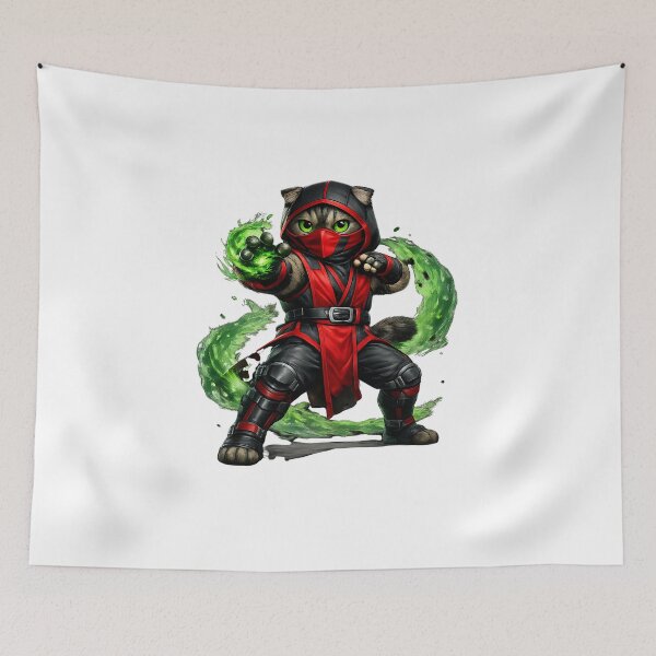Item preview, Green Ninja Cat Warrior – Elemental Shadow Cat designed and sold by TOOBIC.
