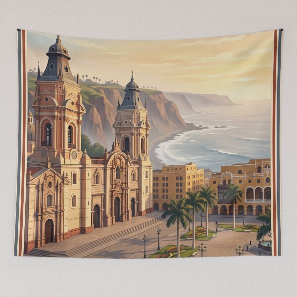 Item preview, Lima Peru Vintage Travel Art – Historic Center & Pacific Coast designed and sold by Bomax121.