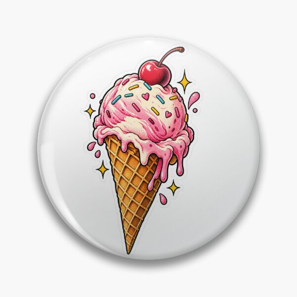 Item preview, Cute Pink Strawberry Ice Cream Cone Sticker designed and sold by InkPixell.