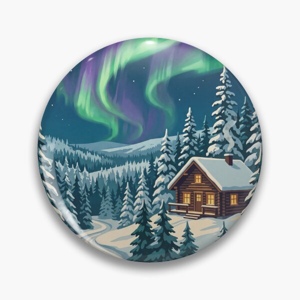 Item preview, Rovaniemi Finland Vintage Travel Art – Northern Lights & Lapland Winter Cabin designed and sold by Bomax121.
