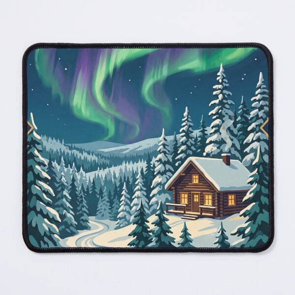 Item preview, Rovaniemi Finland Vintage Travel Art – Northern Lights & Lapland Winter Cabin designed and sold by Bomax121.