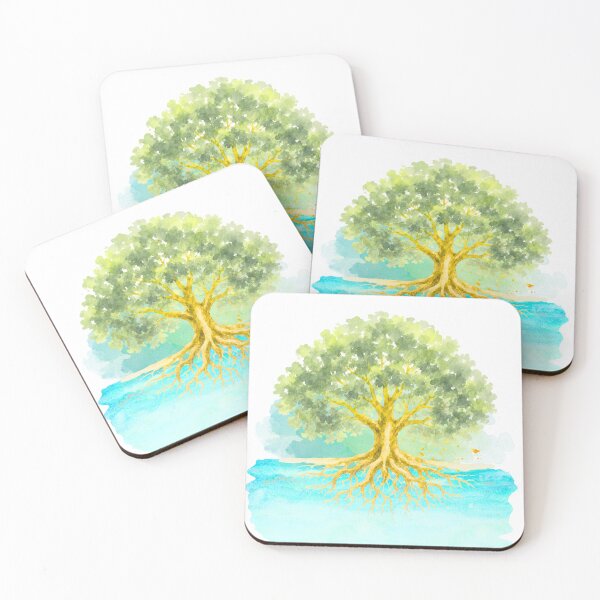 Aperçu de l'œuvre Golden Tree in Blue Water créée et vendue par BloomWears.
