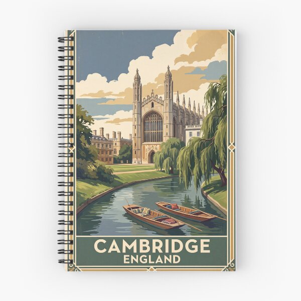 Item preview, Cambridge England Vintage Travel Art – King’s College Chapel & River Cam Punting designed and sold by Bomax121.
