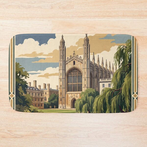 Item preview, Cambridge England Vintage Travel Art – King’s College Chapel & River Cam Punting designed and sold by Bomax121.