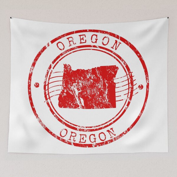 Aperçu de l'œuvre Oregon State Map Vintage Red Rubber Stamp créée et vendue par chaaval.