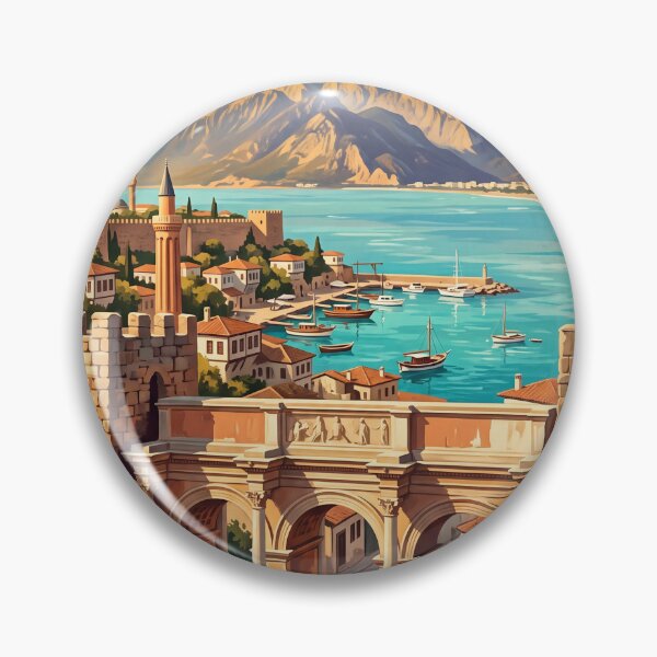 Item preview, Antalya Turkey Vintage Travel Art – Hadrian’s Gate, Kaleiçi & Mediterranean Coast designed and sold by Bomax121.