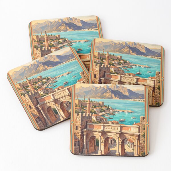 Item preview, Antalya Turkey Vintage Travel Art – Hadrian’s Gate, Kaleiçi & Mediterranean Coast designed and sold by Bomax121.