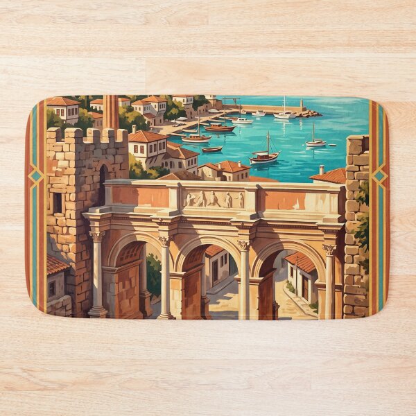 Item preview, Antalya Turkey Vintage Travel Art – Hadrian’s Gate, Kaleiçi & Mediterranean Coast designed and sold by Bomax121.