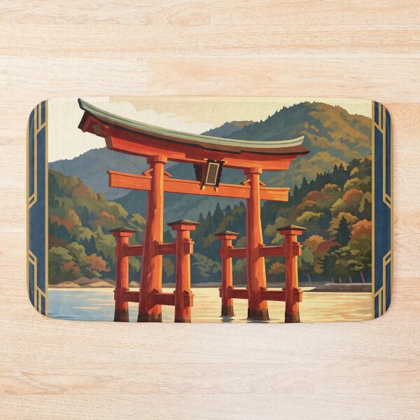Item preview, Hiroshima Japan Vintage Travel Art – Itsukushima Shrine & Miyajima Torii designed and sold by Bomax121.