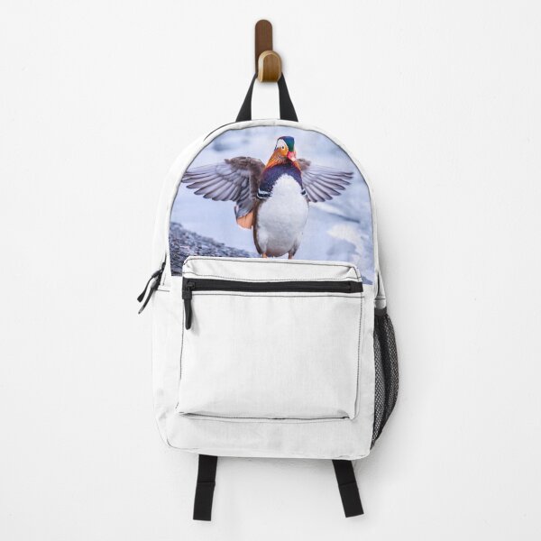 Item preview, Mandarin Duck Spreading Wings in Winter designed and sold by ElinaArtPhoto.