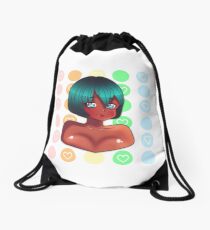 Happy-Go-Lucky Anime Sticker Drawstring Bag