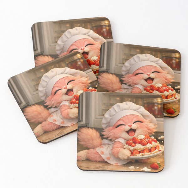 Item preview, Mimi Mew Almost Dropped the Strawberry Cake – Cute Chef Cat designed and sold by Lalala cute.