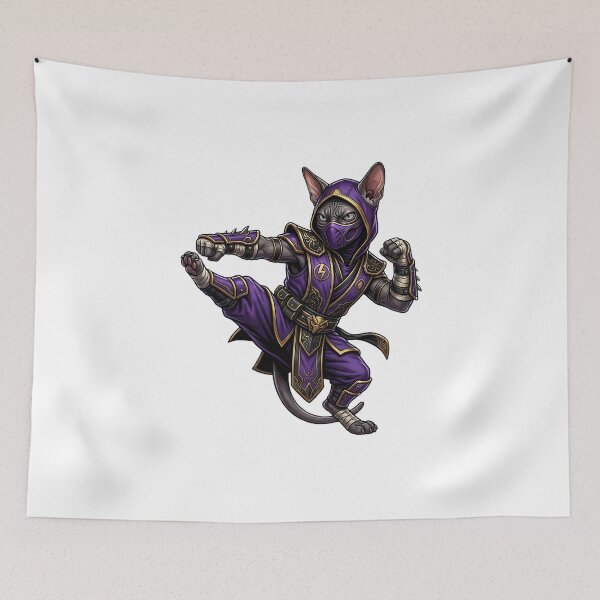 Item preview, Purple Ninja Cat Warrior – Martial Arts Cat designed and sold by TOOBIC.