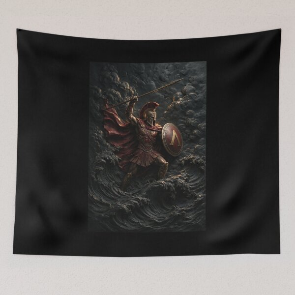 Item preview, Spartan Warrior Relief in Black Storm Waves designed and sold by Lineer22.