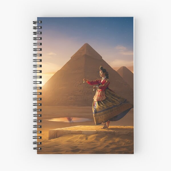 Item preview, Korean Traditional Taepyeongmu Dancer at Giza Pyramids Art Print, Hanbok Cultural Fusion Design designed and sold by SOOstudio73.