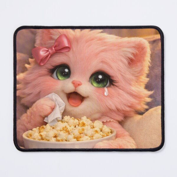 Item preview, Mimi Mew Cozy Movie Night – Emotional Cat Watching a Movie with Popcorn designed and sold by Lalala cute.