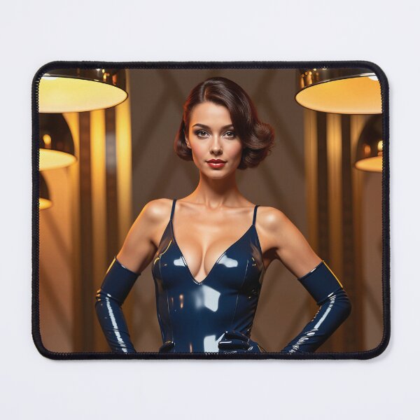 Item preview, Navy Blue Latex Dress – 1920s Lounge Portrait designed and sold by Magic-Reality.