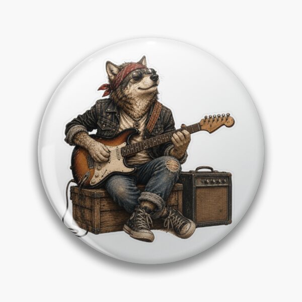 Item preview, Cool Rock Wolf Playing Electric Guitar designed and sold by Snurly.