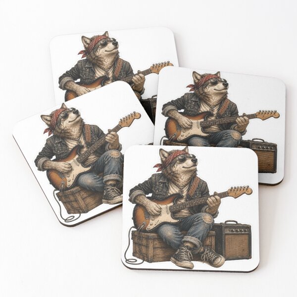 Item preview, Cool Rock Wolf Playing Electric Guitar designed and sold by Snurly.