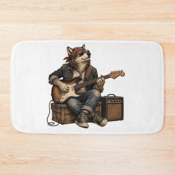 Item preview, Cool Rock Wolf Playing Electric Guitar designed and sold by Snurly.