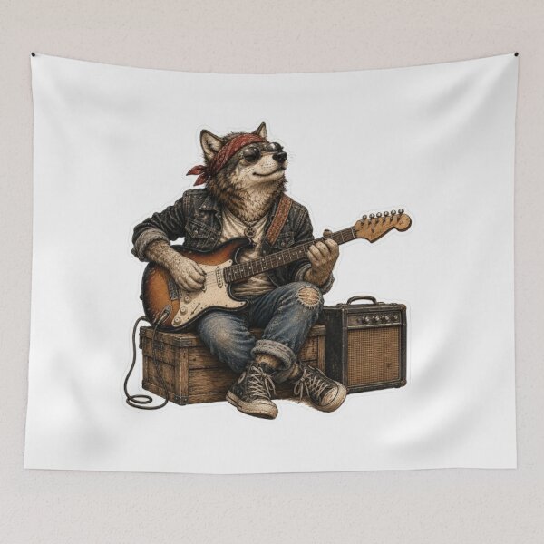 Item preview, Cool Rock Wolf Playing Electric Guitar designed and sold by Snurly.