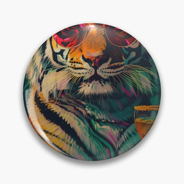 Item preview, Cool tiger with retro sunglasses and cocktail designed and sold by Artdavesalzburg.