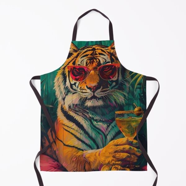 Item preview, Cool tiger with retro sunglasses and cocktail designed and sold by Artdavesalzburg.