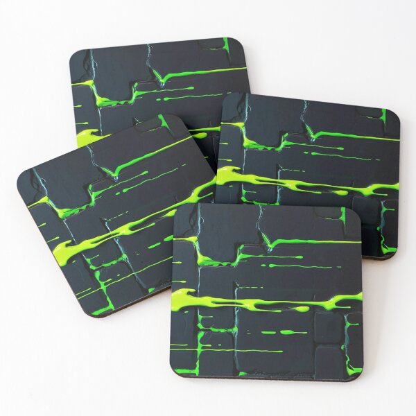 Item preview, Neon Green Toxic Slime Dripping On Dark Brick Wall Texture designed and sold by LYAN-STORE.