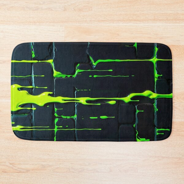Item preview, Neon Green Toxic Slime Dripping On Dark Brick Wall Texture designed and sold by LYAN-STORE.