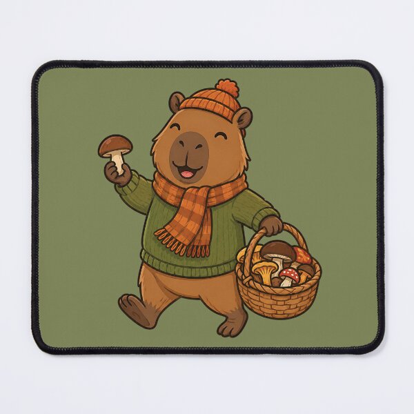 Item preview, Autumn Capybara Mushroom Forager designed and sold by Ivy-Triggs.