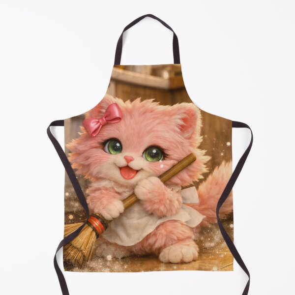 Item preview, Mimi Mew Cleaning the House – Cute Pink Cat Doing Housework designed and sold by Lalala cute.