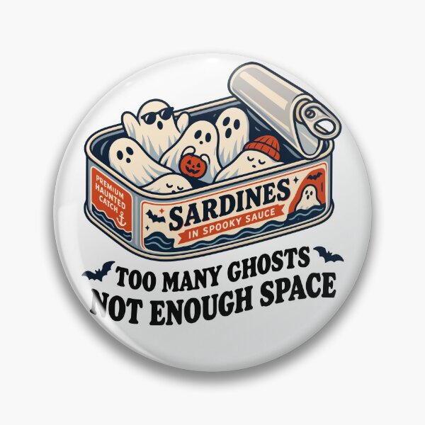 Item preview, Too Many Ghosts, Not Enough Space – Funny Halloween Sardine Can  designed and sold by Skryp-art.