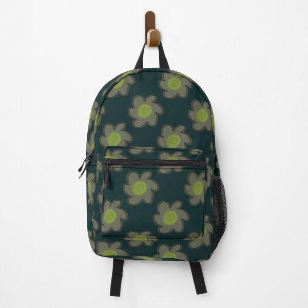 Item preview, Dark Retro 70s Floral Pattern - Olive Green Flowers on Dark Teal designed and sold by CaramelCo.