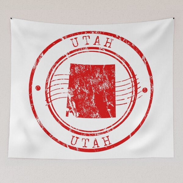 Aperçu de l'œuvre Utah State Map Vintage Red Rubber Stamp créée et vendue par chaaval.