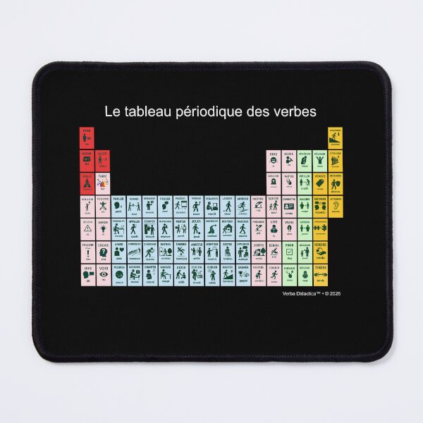 Item preview, A playful visual periodic table of French verbs - white letters designed and sold by VerbaDidactica.
