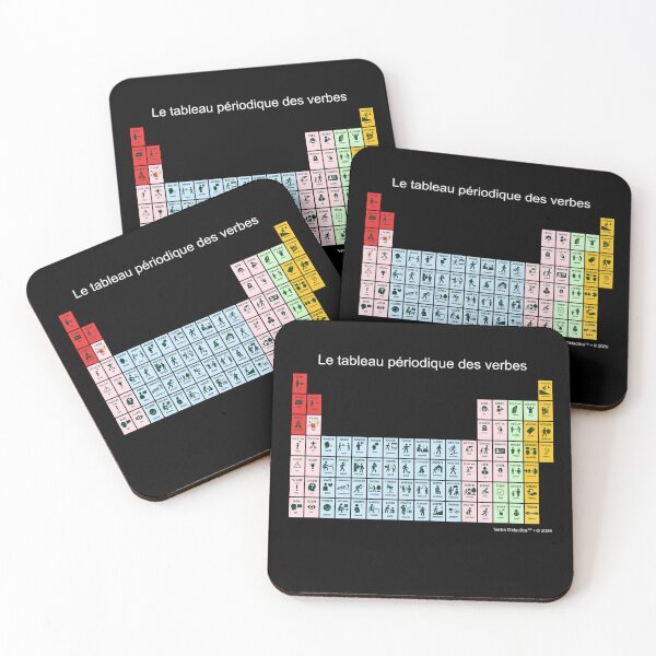 Item preview, A playful visual periodic table of French verbs - white letters designed and sold by VerbaDidactica.